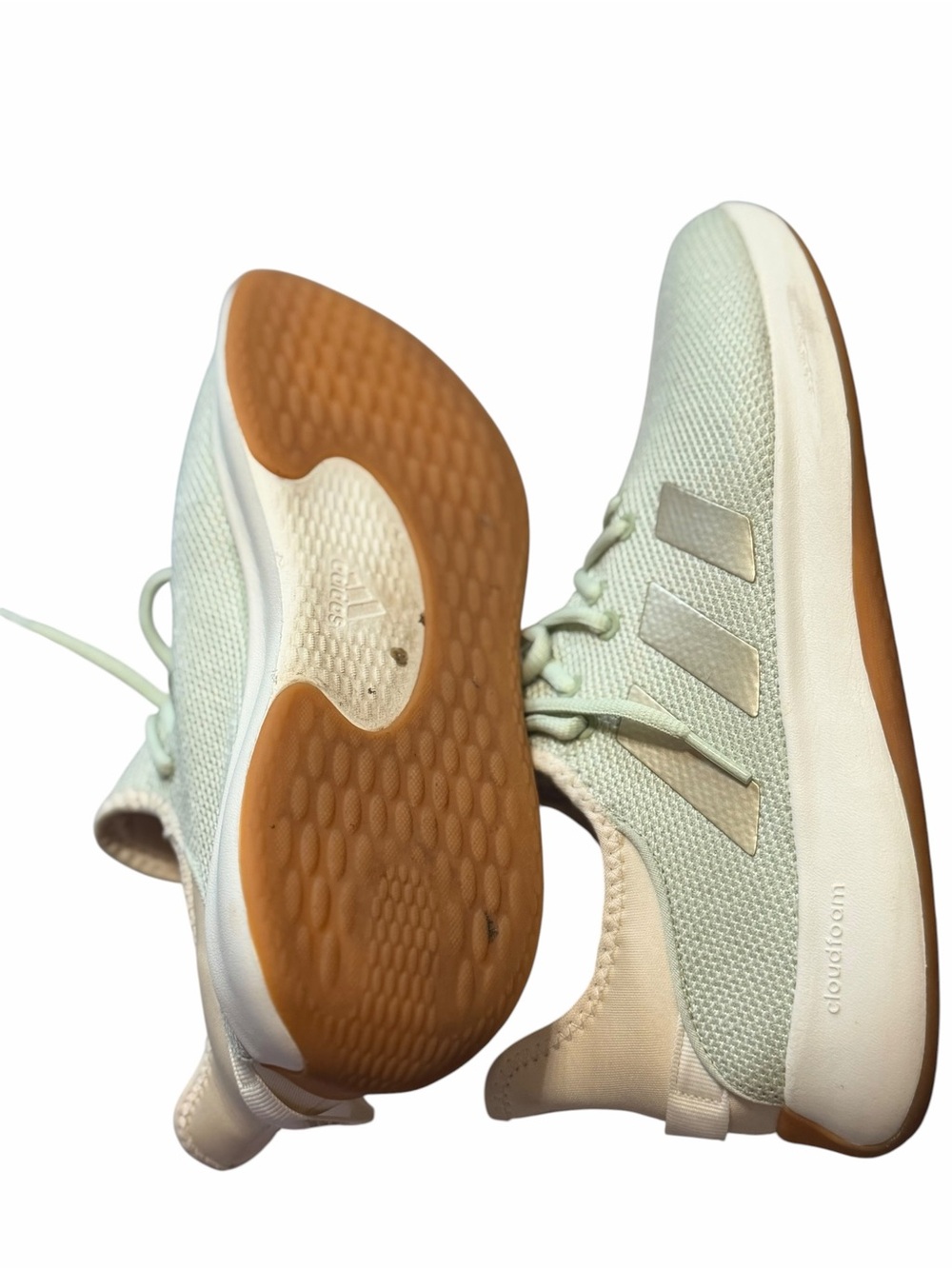 Adidas Cloudfoam Plus Sneakers Women 9 Mint Green Good Mesh Gum Sole F34975 - Picture 4 of 6